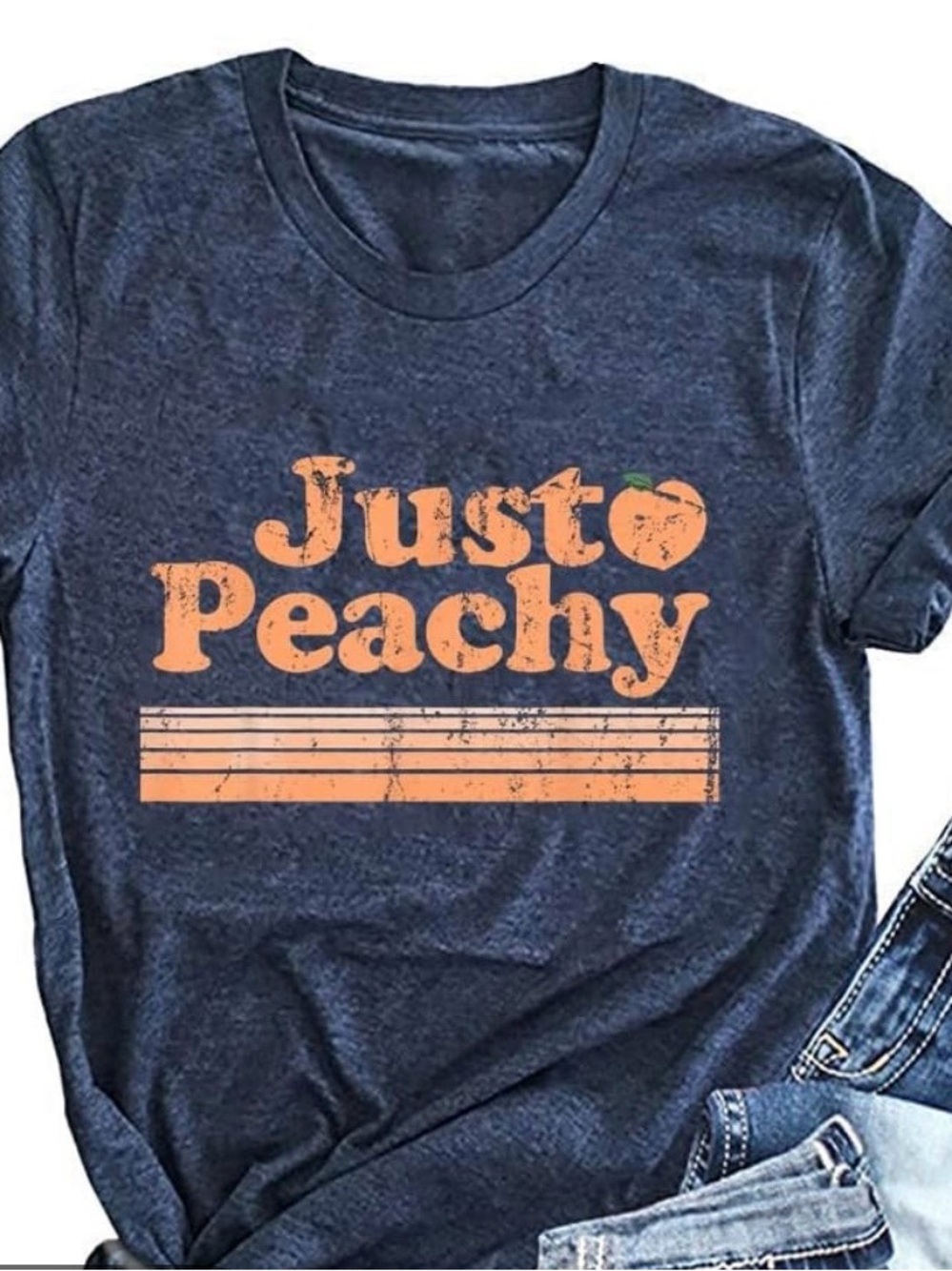 Southern Tide Navy Blue 'Just Peachy' Graphic Short Sleeve Tee